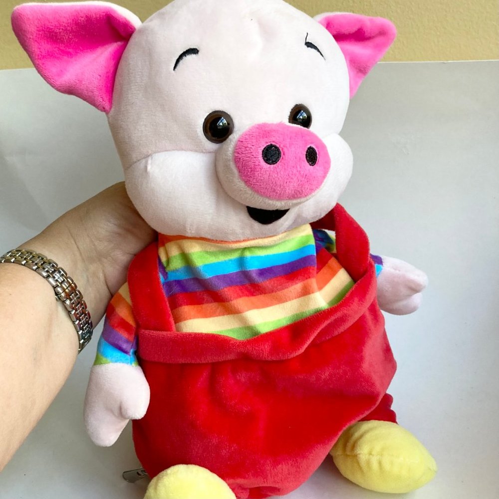 RARE European Pig Plush Stuffed Animal Norwegian Rainbow LGBT Vintage Zipper